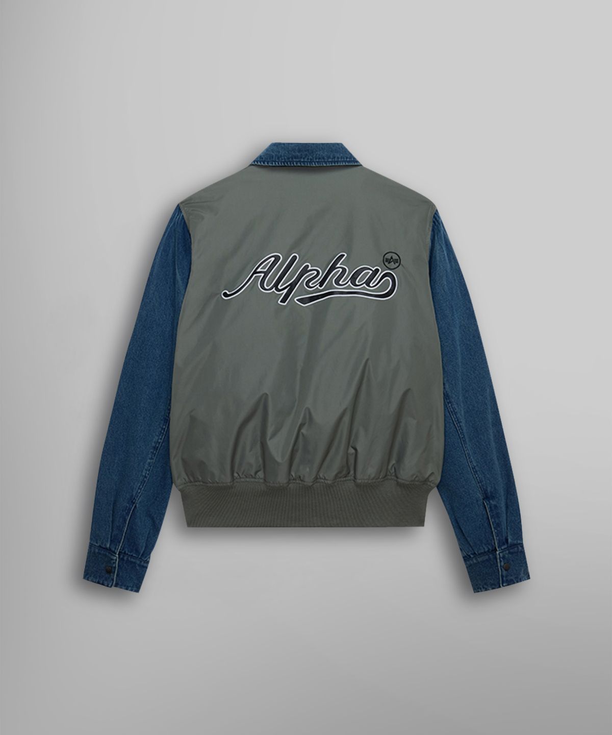 알파 인더스트리(ALPHA INDUSTRIES) 데님 릴랙스드 믹스드 미디어 플라이트 자켓 필드 그레이