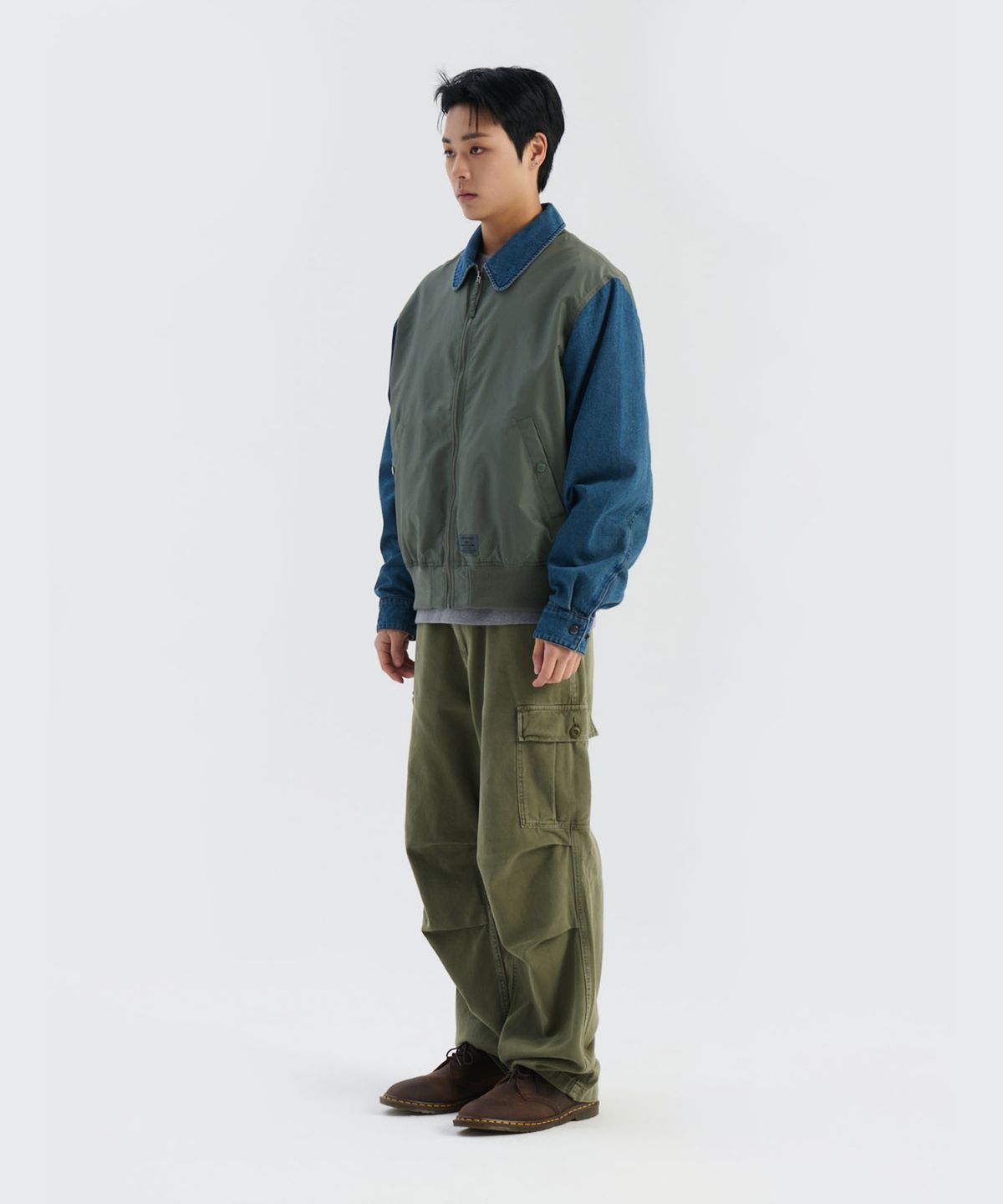 알파 인더스트리(ALPHA INDUSTRIES) 데님 릴랙스드 믹스드 미디어 플라이트 자켓 필드 그레이
