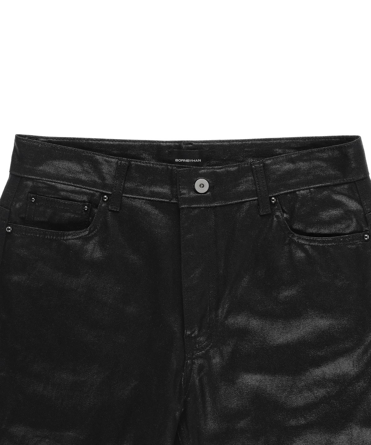 본바이한(BORNBYHAN) COATED BOOTCUT COTTON PANTS - BLACK (RENEWED)