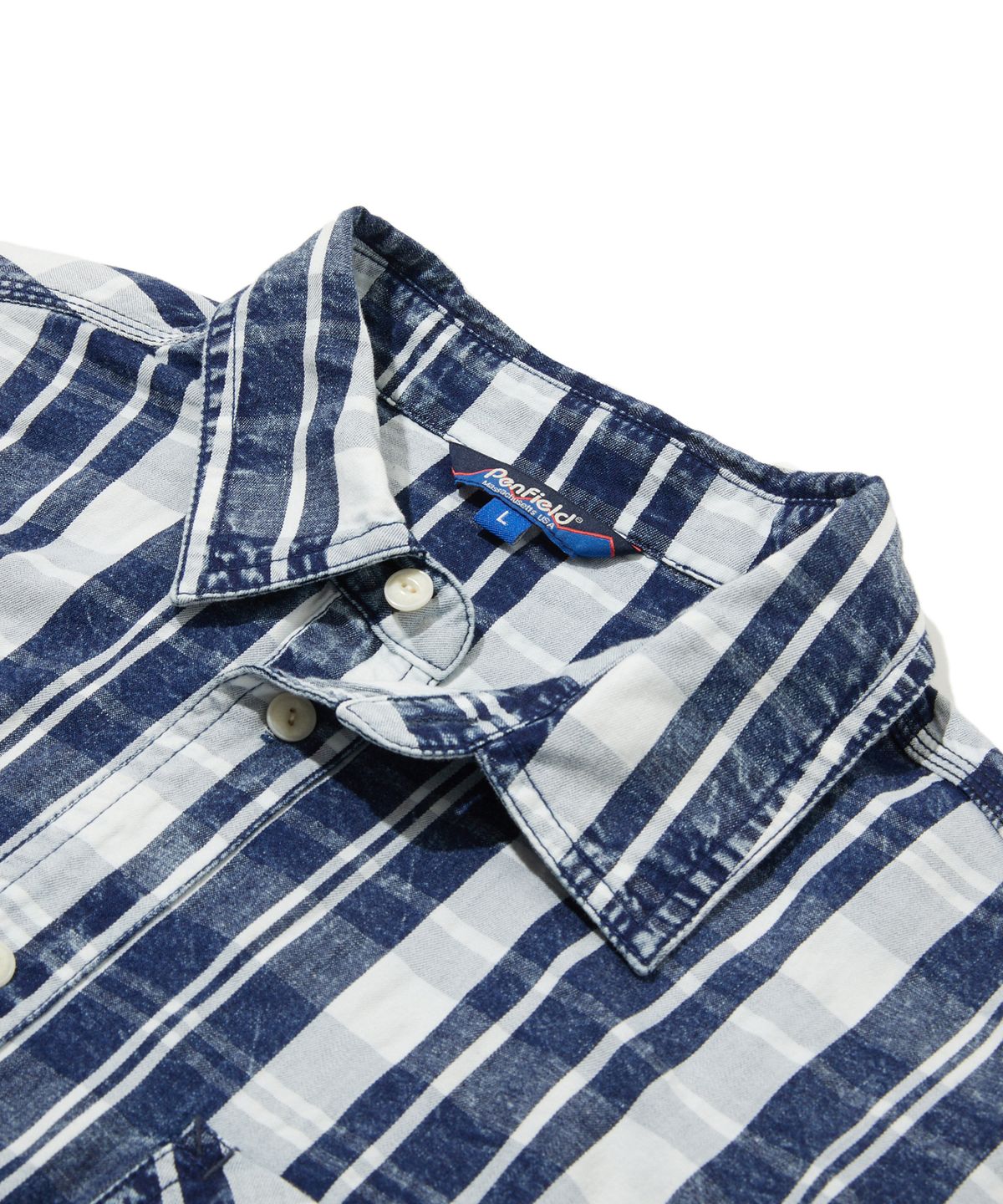 펜필드(PENFIELD) 워시드 인디고 체크 셔츠 인디고_FS2WR01U