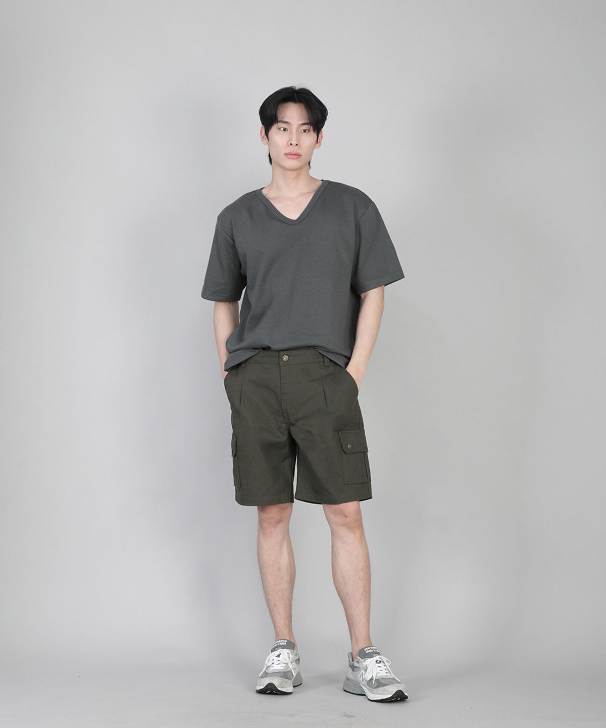 세인트크루(SAINTCREW) 무지 V넥 반팔티 VSR-881 슬레이트 그레이