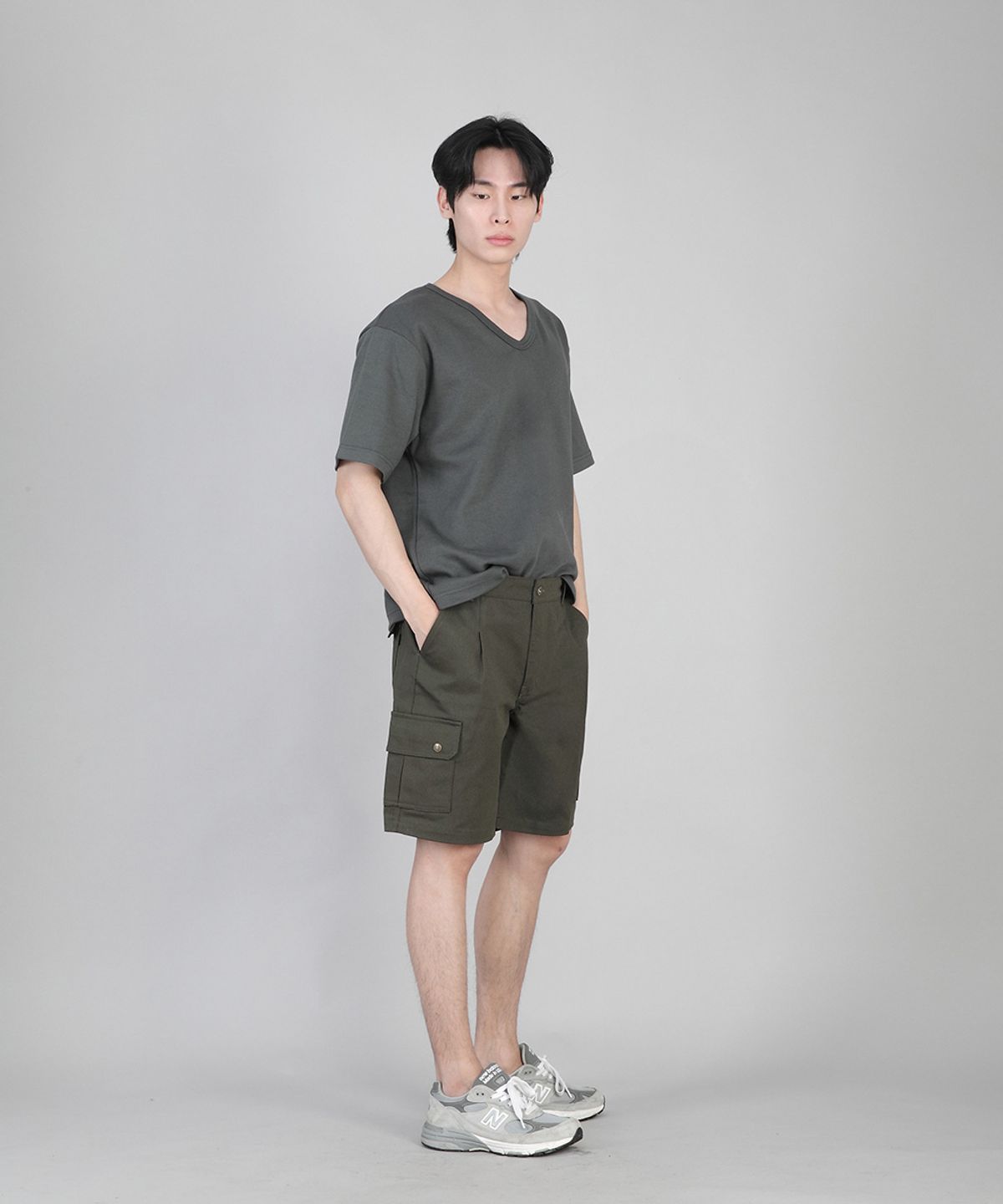 세인트크루(SAINTCREW) 무지 V넥 반팔티 VSR-881 슬레이트 그레이