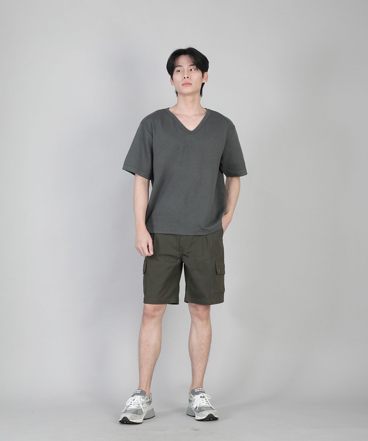 세인트크루(SAINTCREW) 무지 V넥 반팔티 VSR-881 슬레이트 그레이