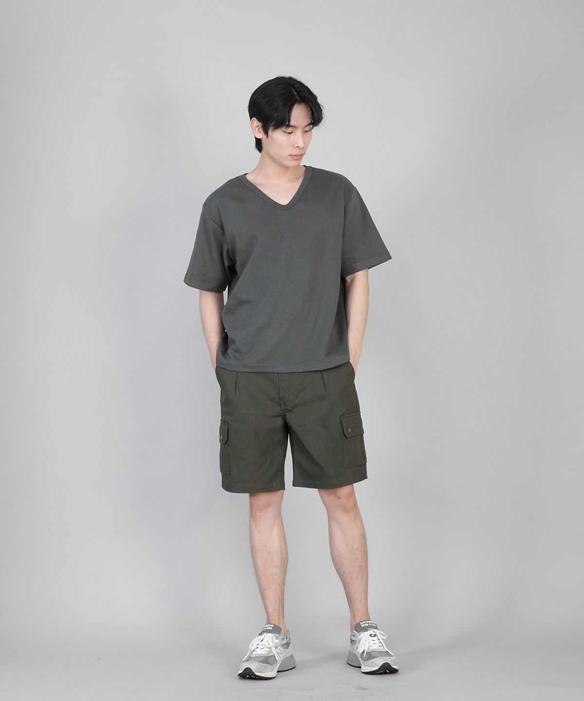 세인트크루(SAINTCREW) 무지 V넥 반팔티 VSR-881 슬레이트 그레이