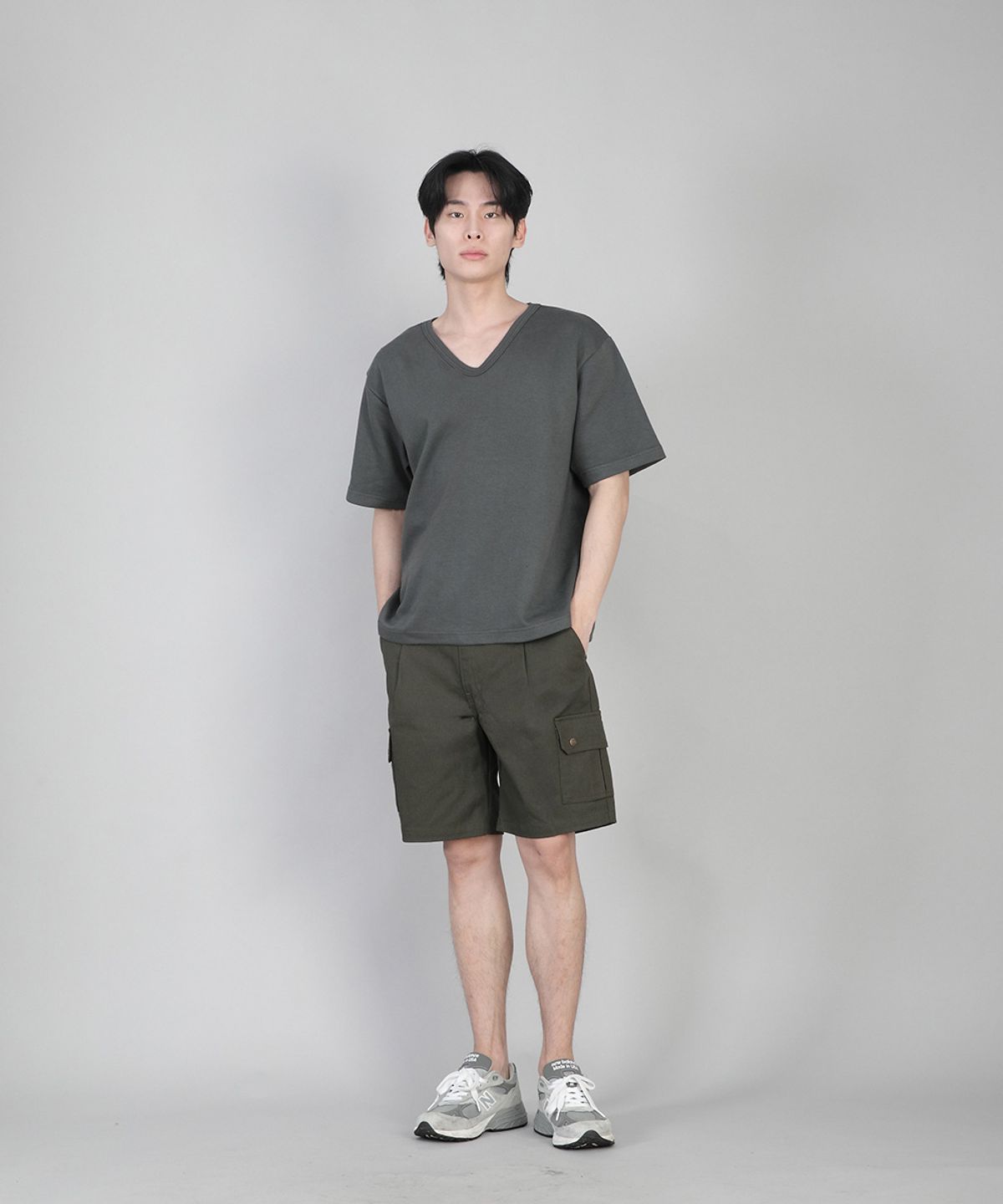 세인트크루(SAINTCREW) 무지 V넥 반팔티 VSR-881 슬레이트 그레이