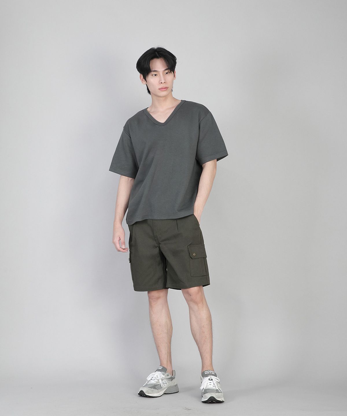 세인트크루(SAINTCREW) 무지 V넥 반팔티 VSR-881 슬레이트 그레이
