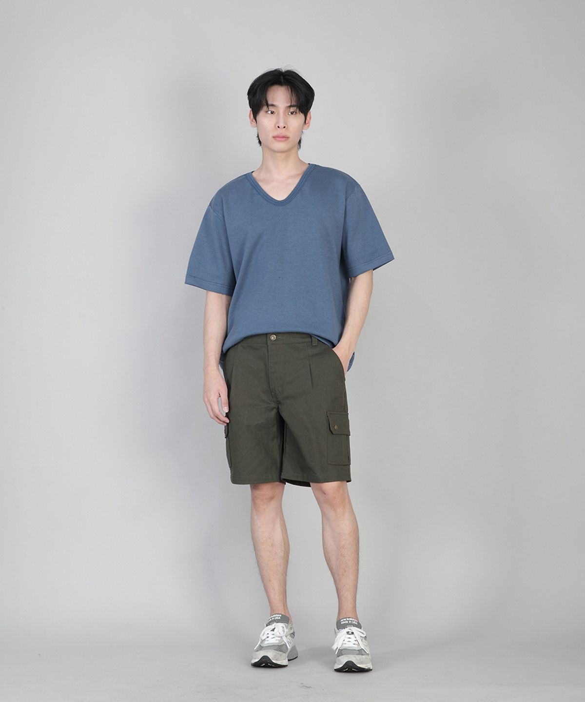 세인트크루(SAINTCREW) 무지 V넥 반팔티 VSR-881 이집션 블루