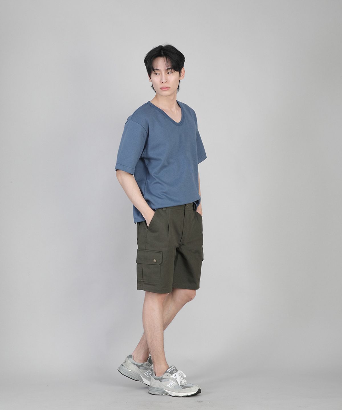 세인트크루(SAINTCREW) 무지 V넥 반팔티 VSR-881 이집션 블루