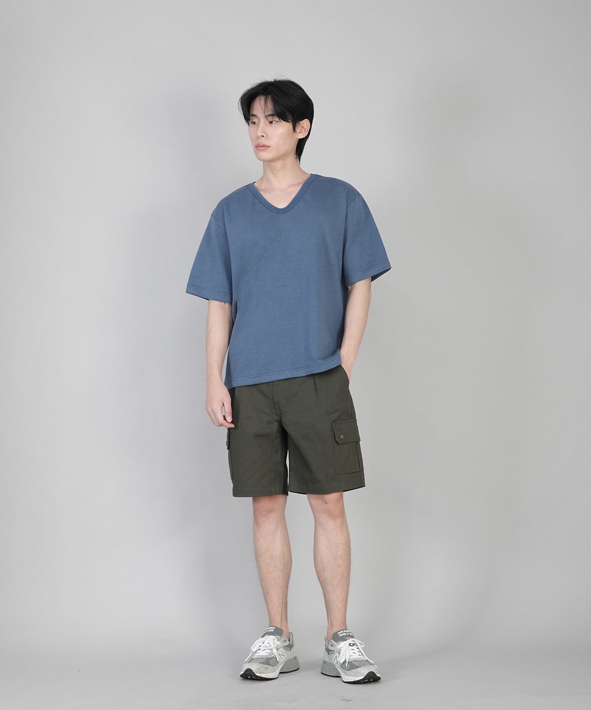 세인트크루(SAINTCREW) 무지 V넥 반팔티 VSR-881 이집션 블루