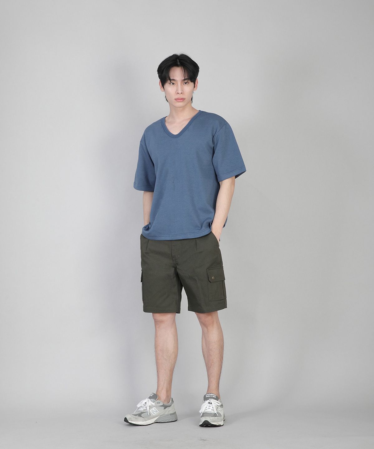 세인트크루(SAINTCREW) 무지 V넥 반팔티 VSR-881 이집션 블루