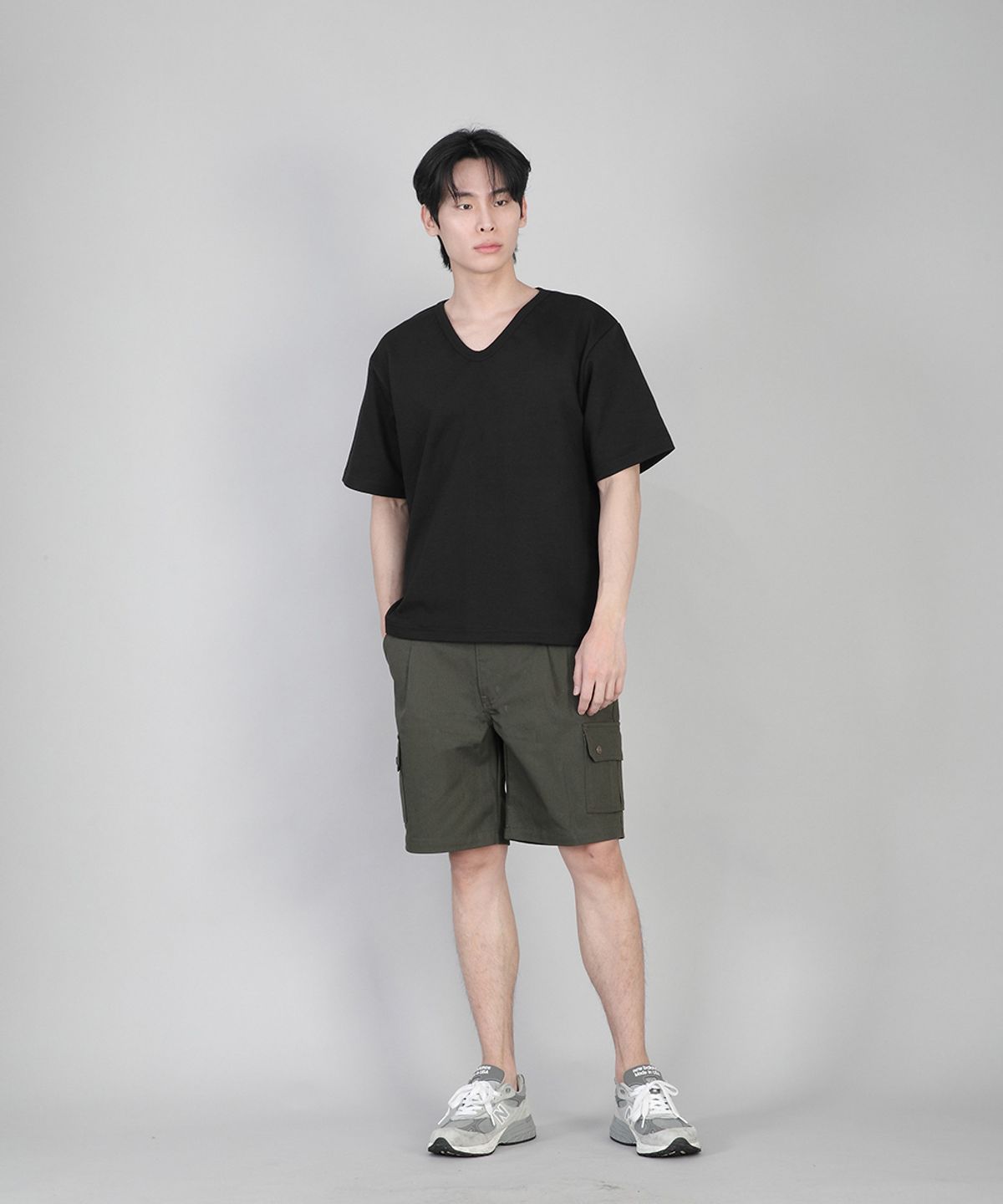 세인트크루(SAINTCREW) 무지 V넥 반팔티 VSR-881 블랙