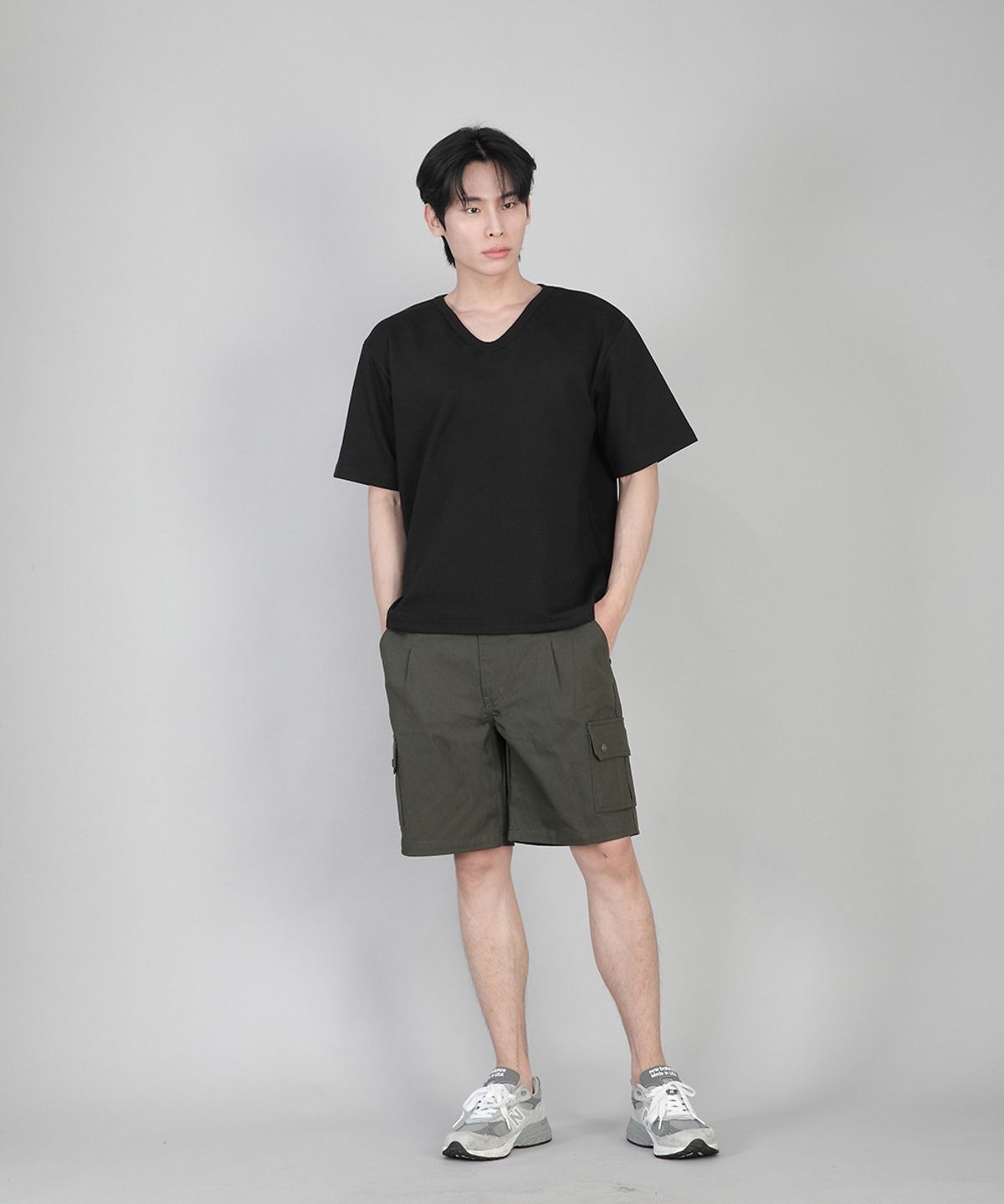 세인트크루(SAINTCREW) 무지 V넥 반팔티 VSR-881 블랙
