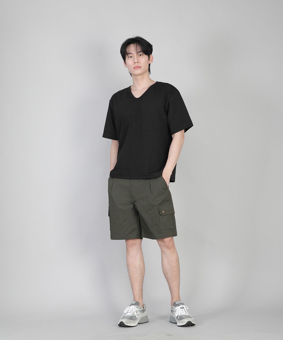 세인트크루(SAINTCREW) 무지 V넥 반팔티 VSR-881 블랙