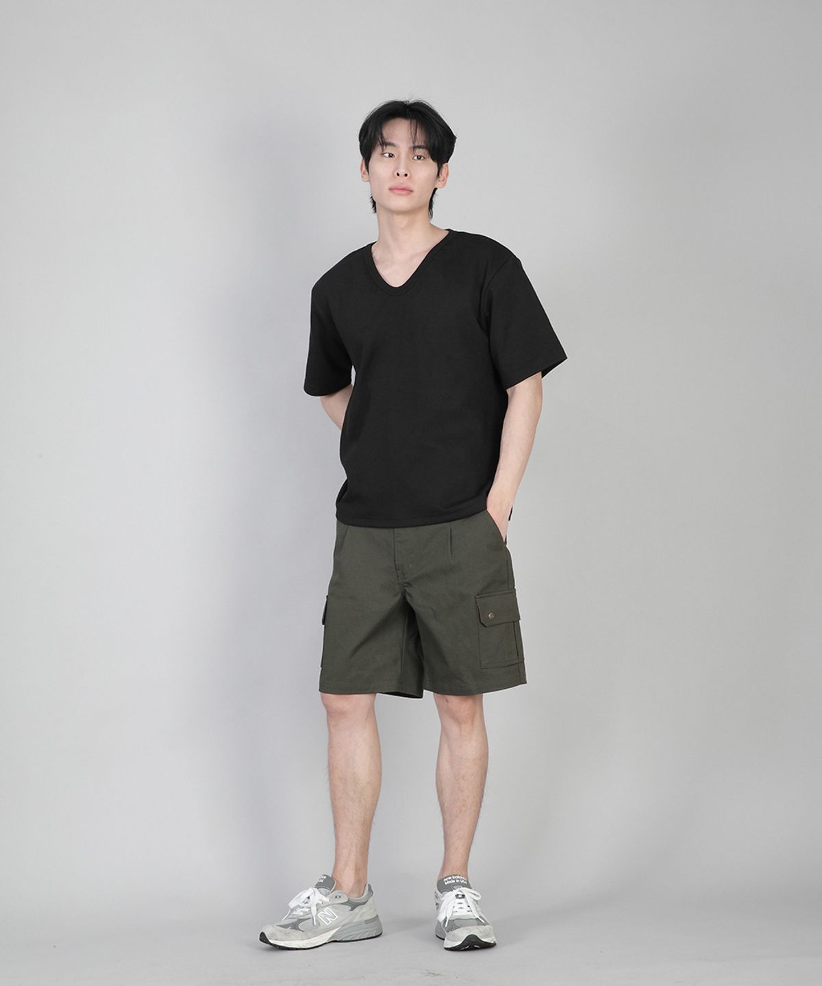 세인트크루(SAINTCREW) 무지 V넥 반팔티 VSR-881 블랙