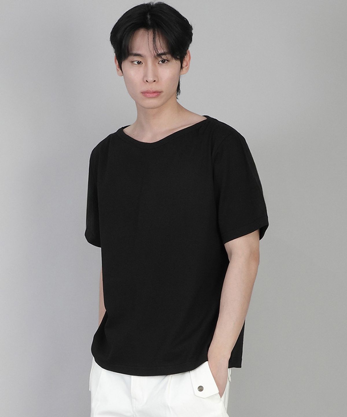 세인트크루(SAINTCREW) 무지 보트넥 반팔티 BSR-882 블랙
