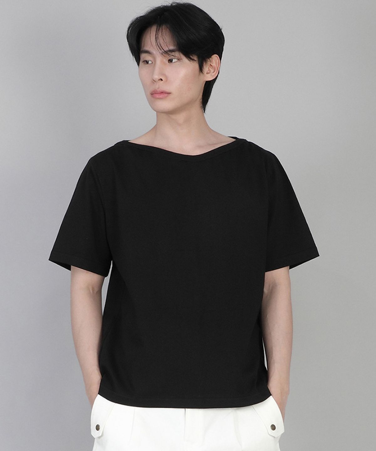 세인트크루(SAINTCREW) 무지 보트넥 반팔티 BSR-882 블랙