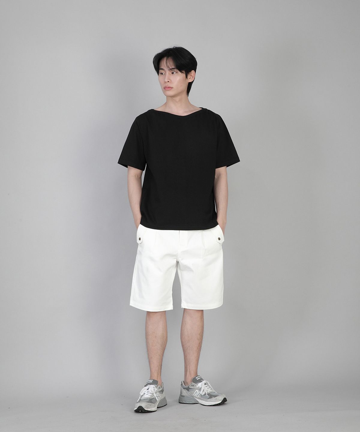 세인트크루(SAINTCREW) 무지 보트넥 반팔티 BSR-882 블랙