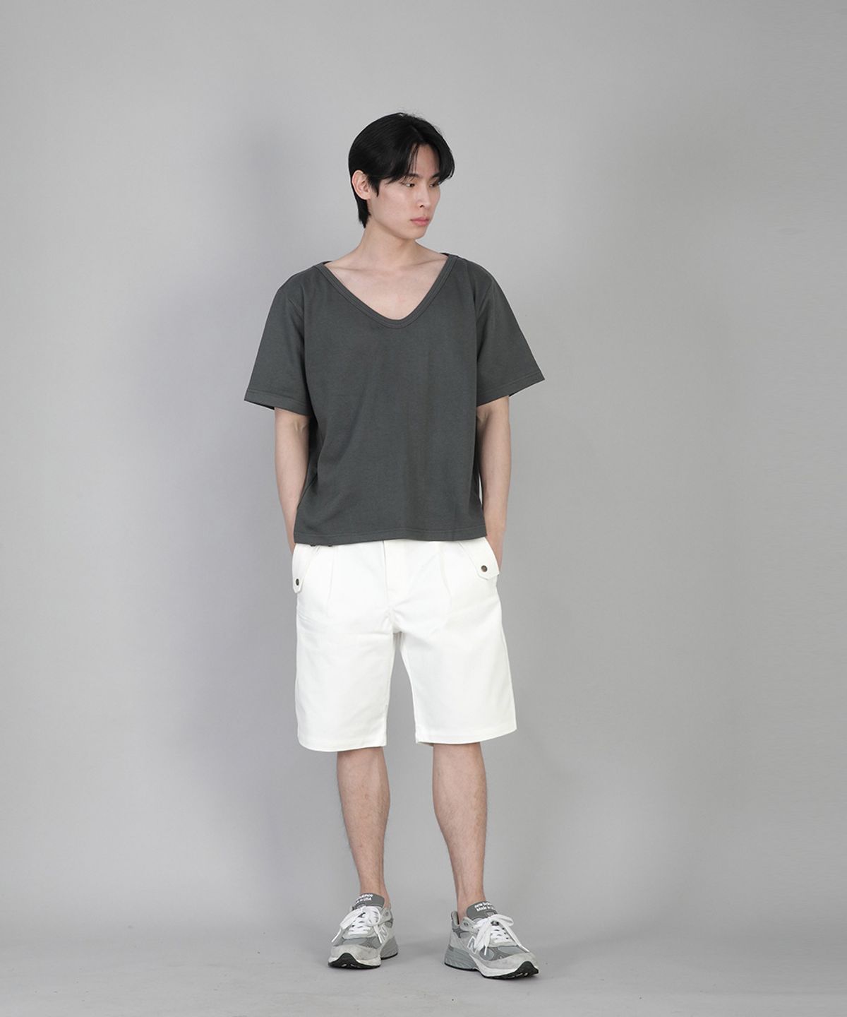 세인트크루(SAINTCREW) 무지 BIG V넥 반팔티 BIGV-883 슬레이트 그레이
