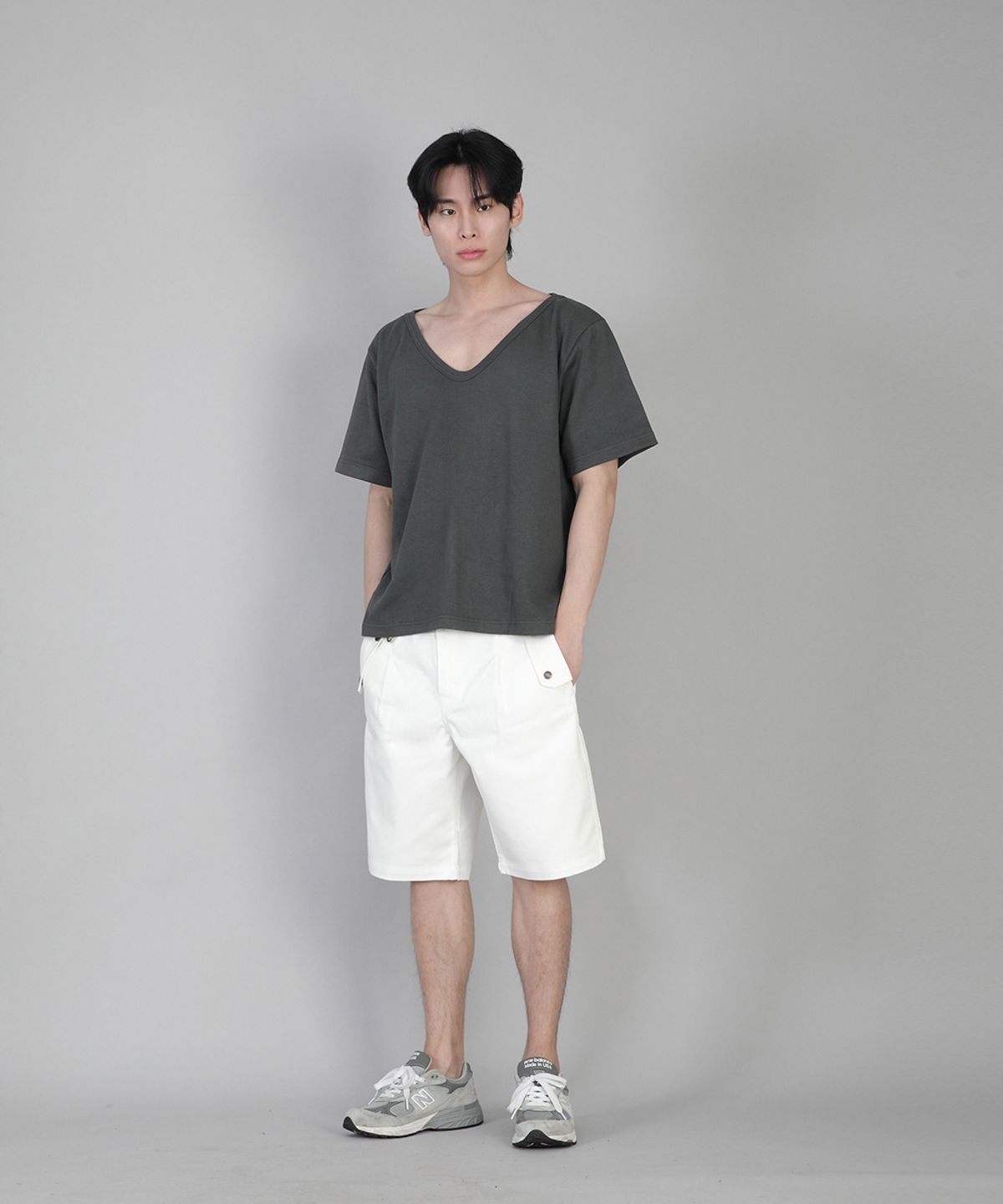 세인트크루(SAINTCREW) 무지 BIG V넥 반팔티 BIGV-883 슬레이트 그레이