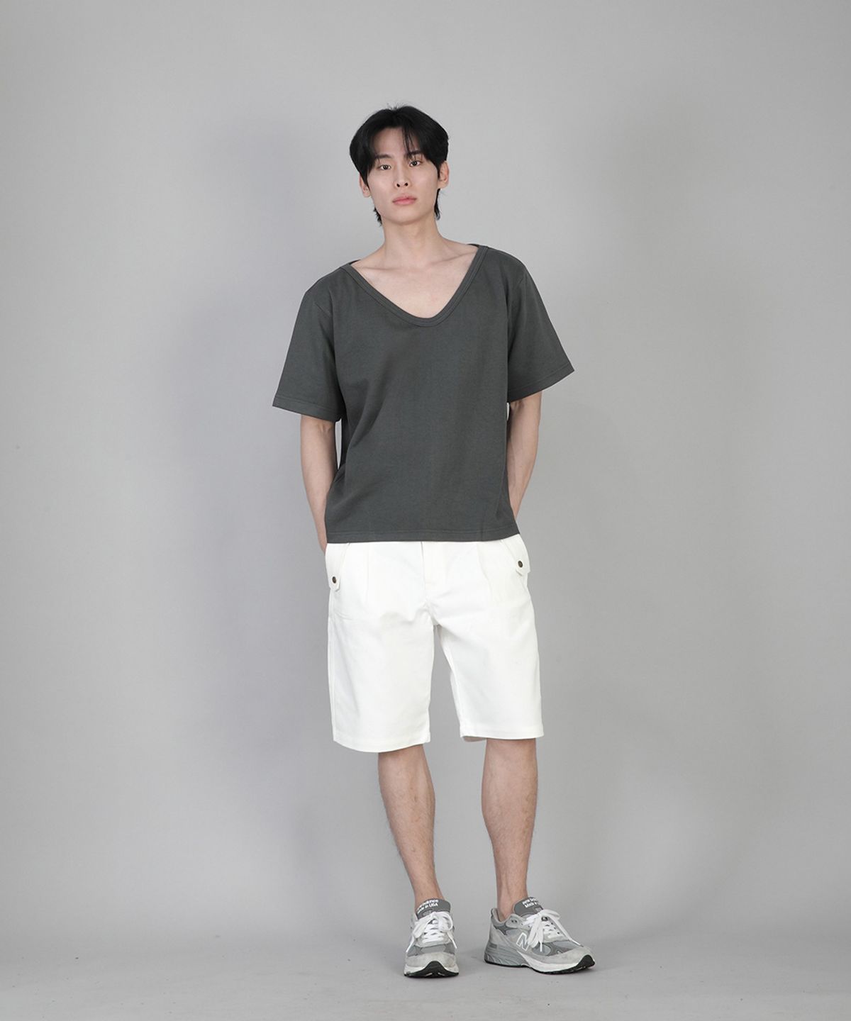 세인트크루(SAINTCREW) 무지 BIG V넥 반팔티 BIGV-883 슬레이트 그레이