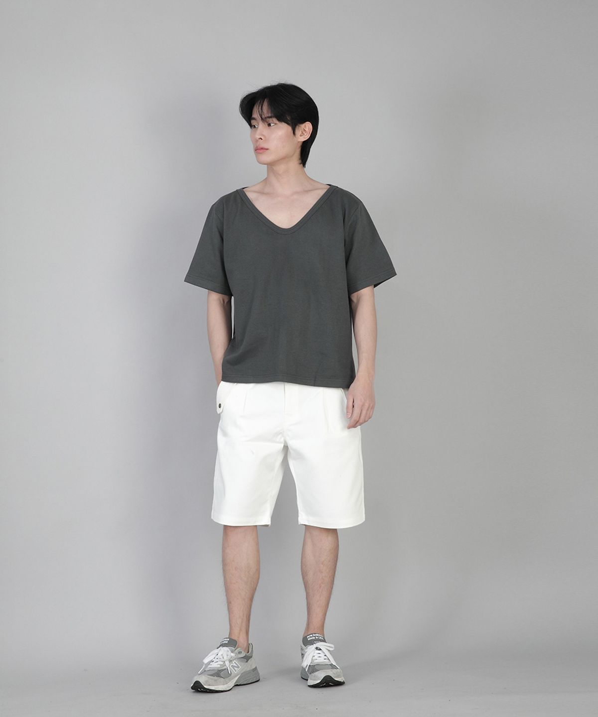 세인트크루(SAINTCREW) 무지 BIG V넥 반팔티 BIGV-883 슬레이트 그레이