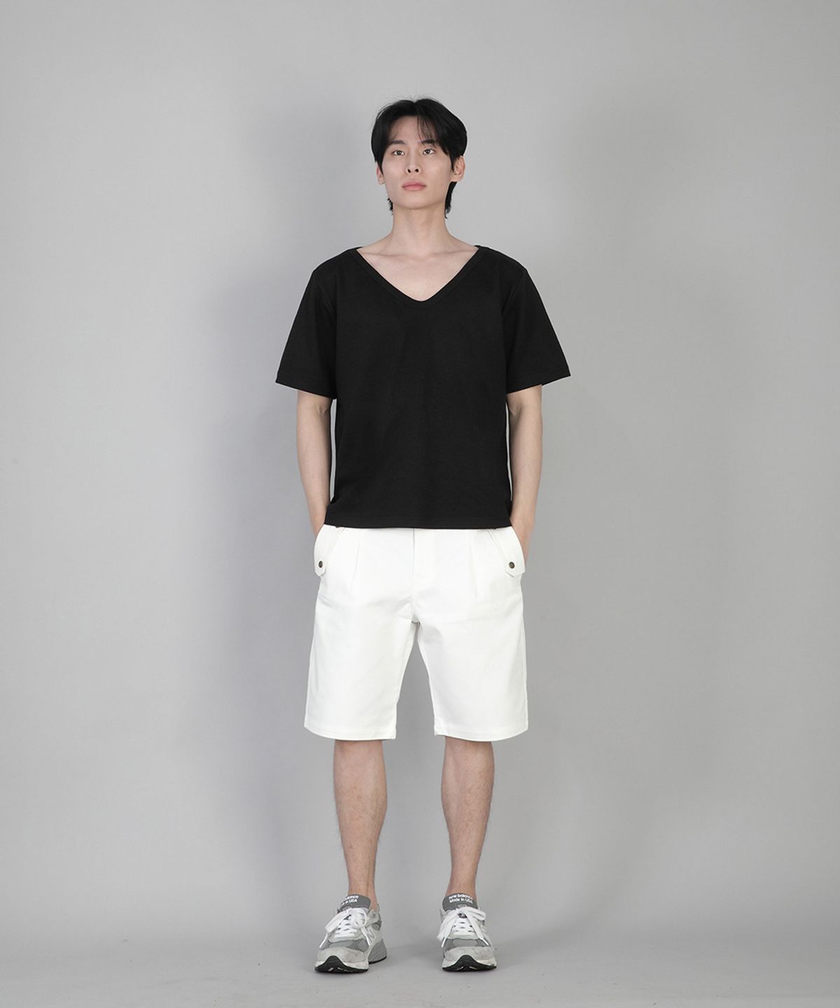 세인트크루(SAINTCREW) 무지 BIG V넥 반팔티 BIGV-883 블랙