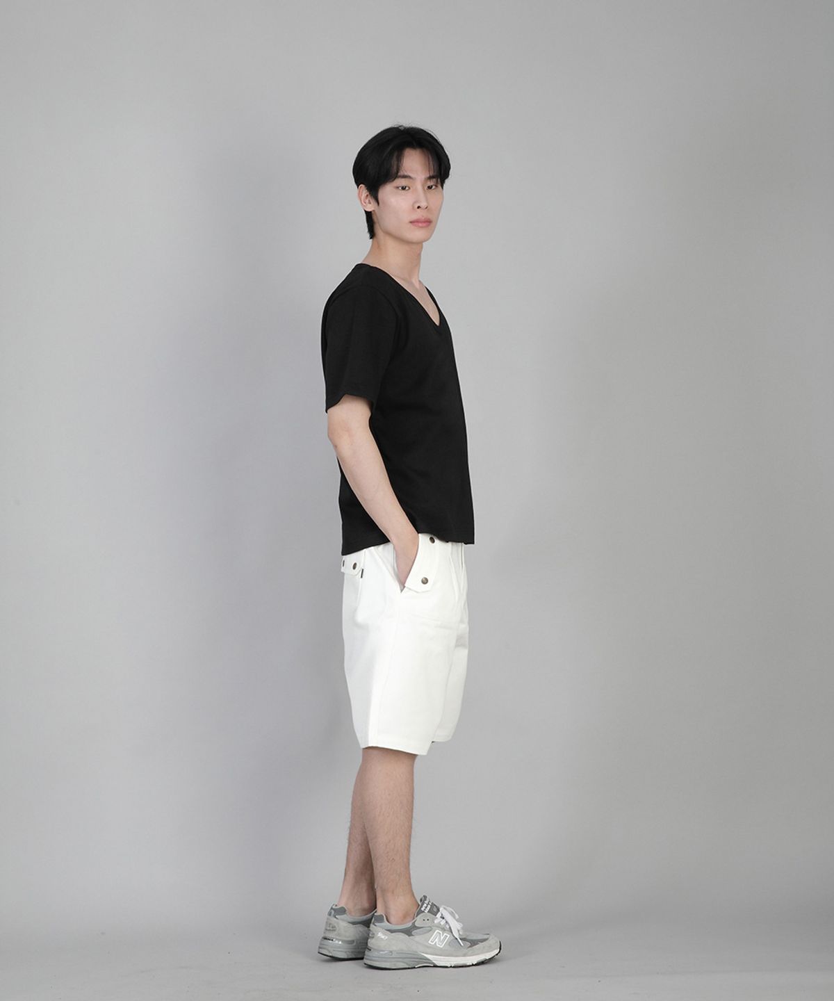세인트크루(SAINTCREW) 무지 BIG V넥 반팔티 BIGV-883 블랙