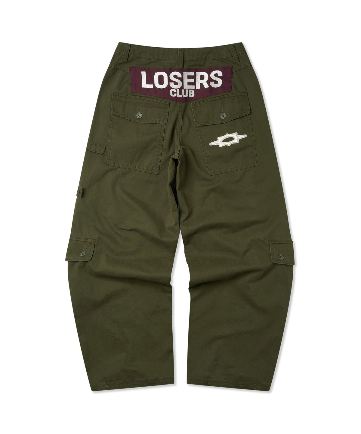 루저스클럽(LOSERS CLUB) 멀티 카고 포켓 와이드 면팬츠 카키