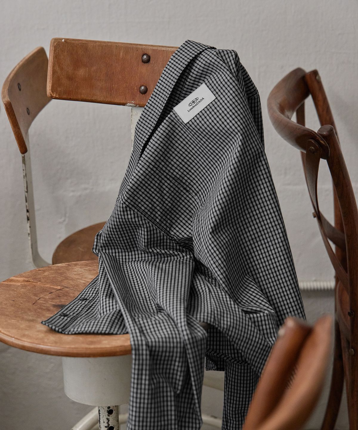 런던다다(LONDONDADA) Slim Line Check Shirt, BLACK