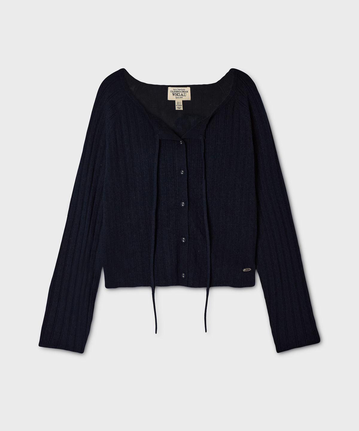 후아유(WHO.A.U) Ribbon Punching Skashi Cardigan / WHCKG4925F