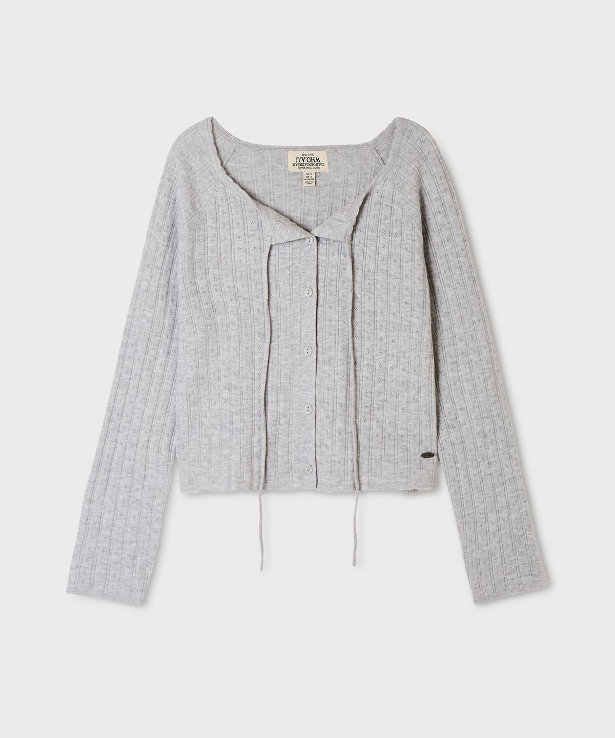 후아유(WHO.A.U) Ribbon Punching Skashi Cardigan / WHCKG4925F