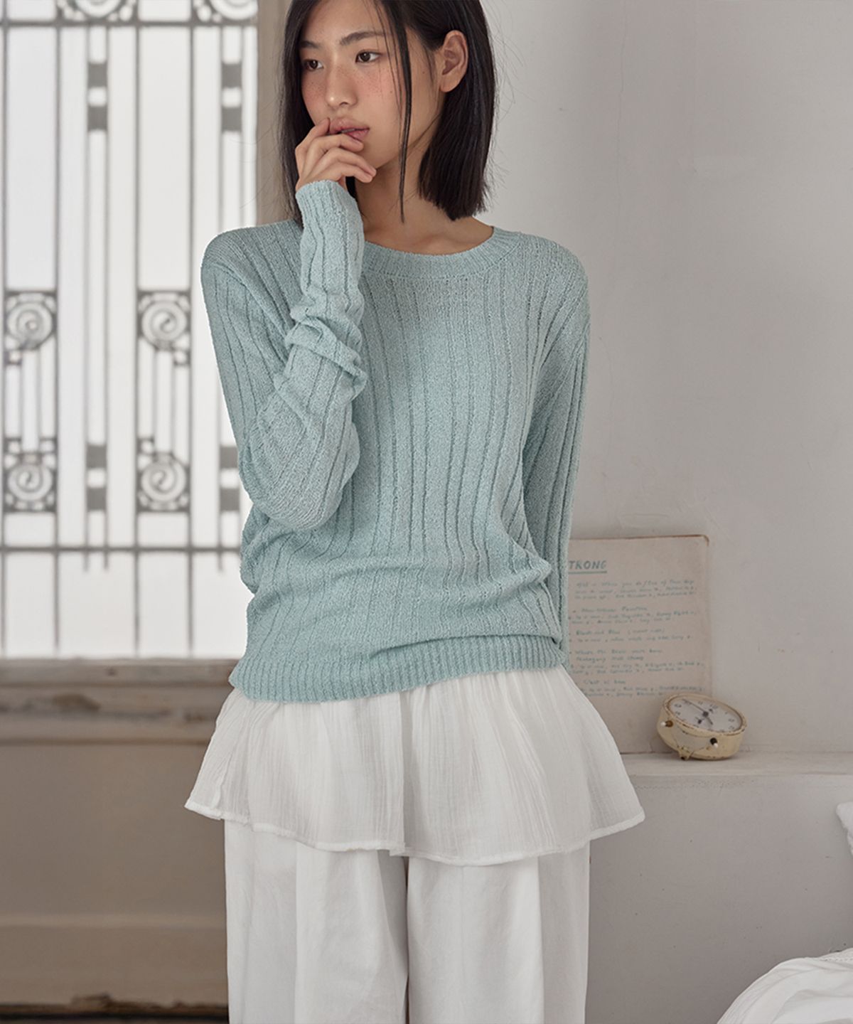 런던다다(LONDONDADA) Wide Rib Crew-Neck Knit, 3colors