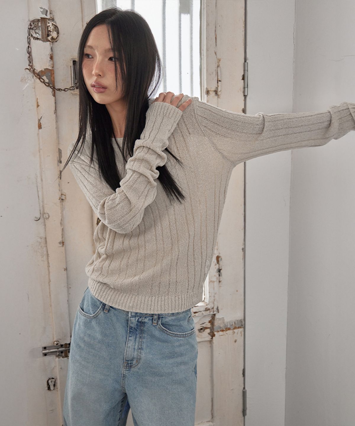 런던다다(LONDONDADA) Wide Rib Crew-Neck Knit, 3colors