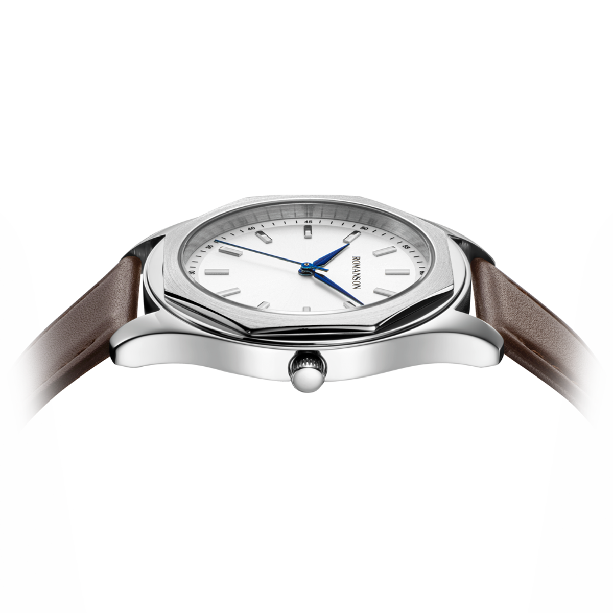 로만손(ROMANSON) 로만체 옥타곤 화이트 가죽 워치 RWTLMM5BF009WHWH0