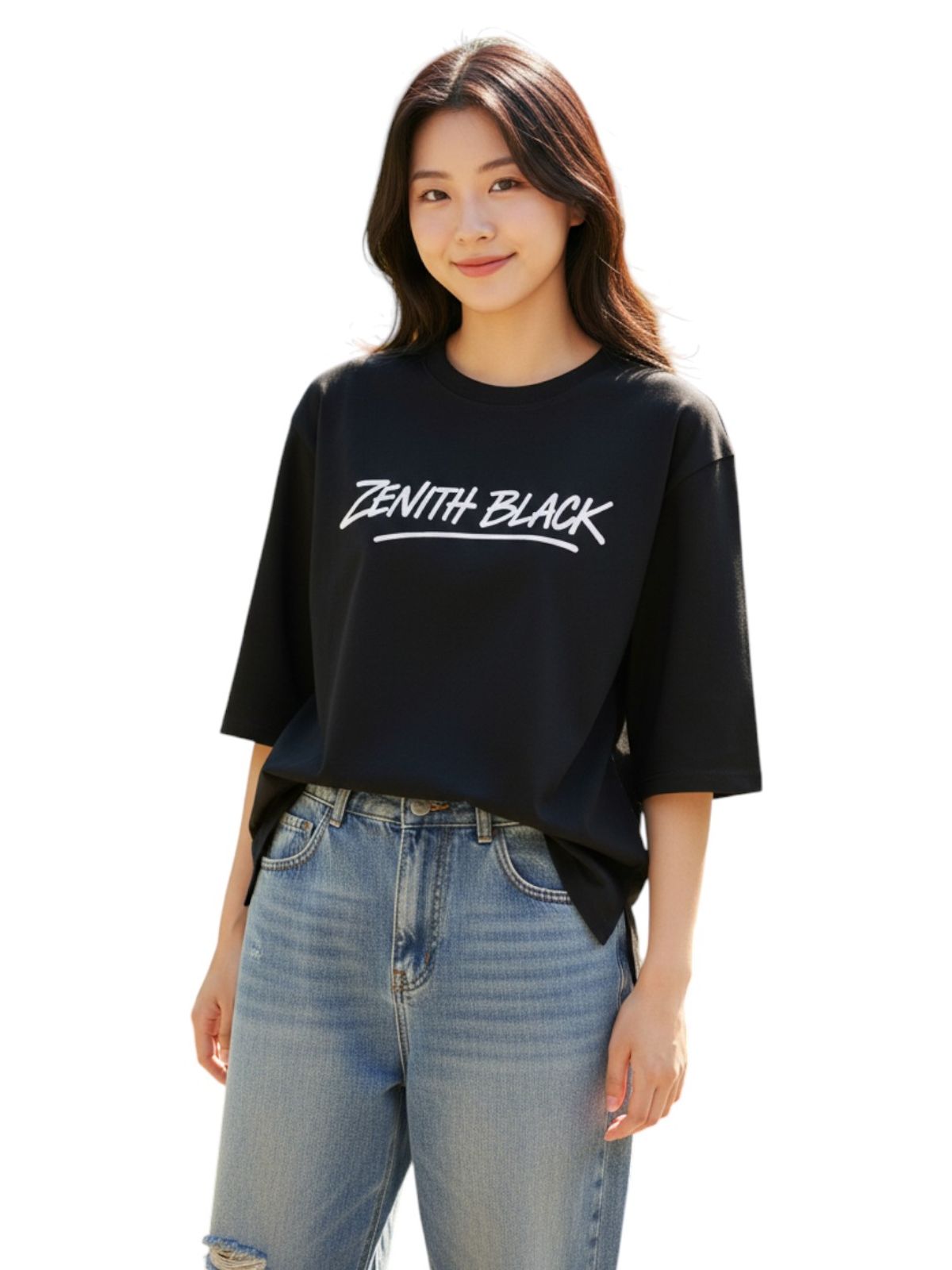 지블랙(ZBLACK) 제니스 블랙 언더라인 밀라노 7부 티셔츠(BLACK)