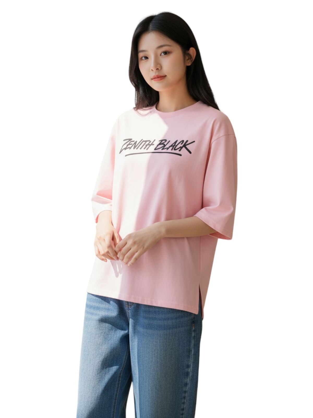 지블랙(ZBLACK) 제니스 블랙 언더라인 밀라노 7부 티셔츠(PINK)