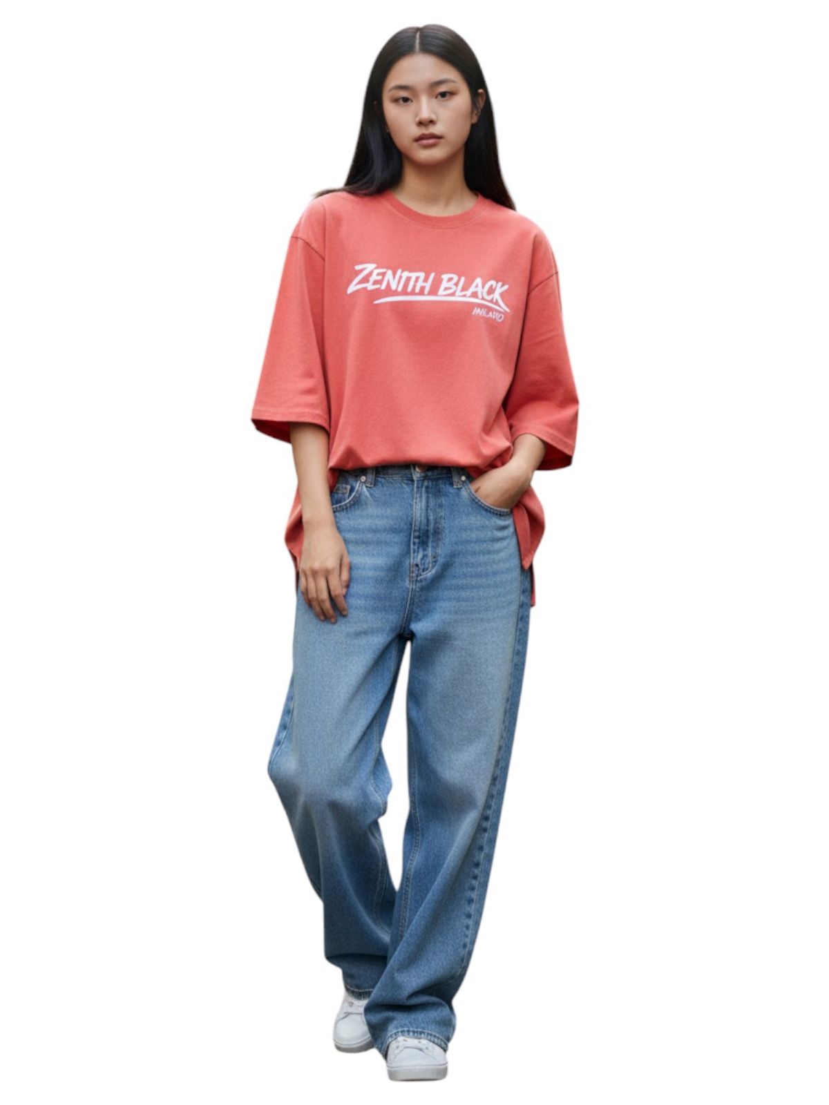 지블랙(ZBLACK) 제니스 블랙 언더라인 밀라노 7부 티셔츠(CORAL RED)