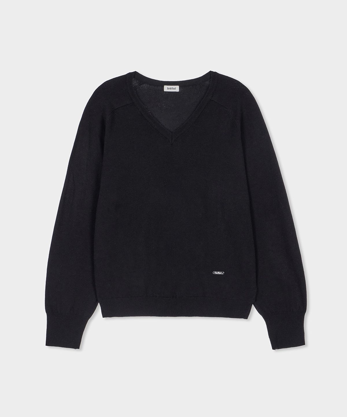 벨로엘(BELLOL) V-neck loose fit knit BLACK