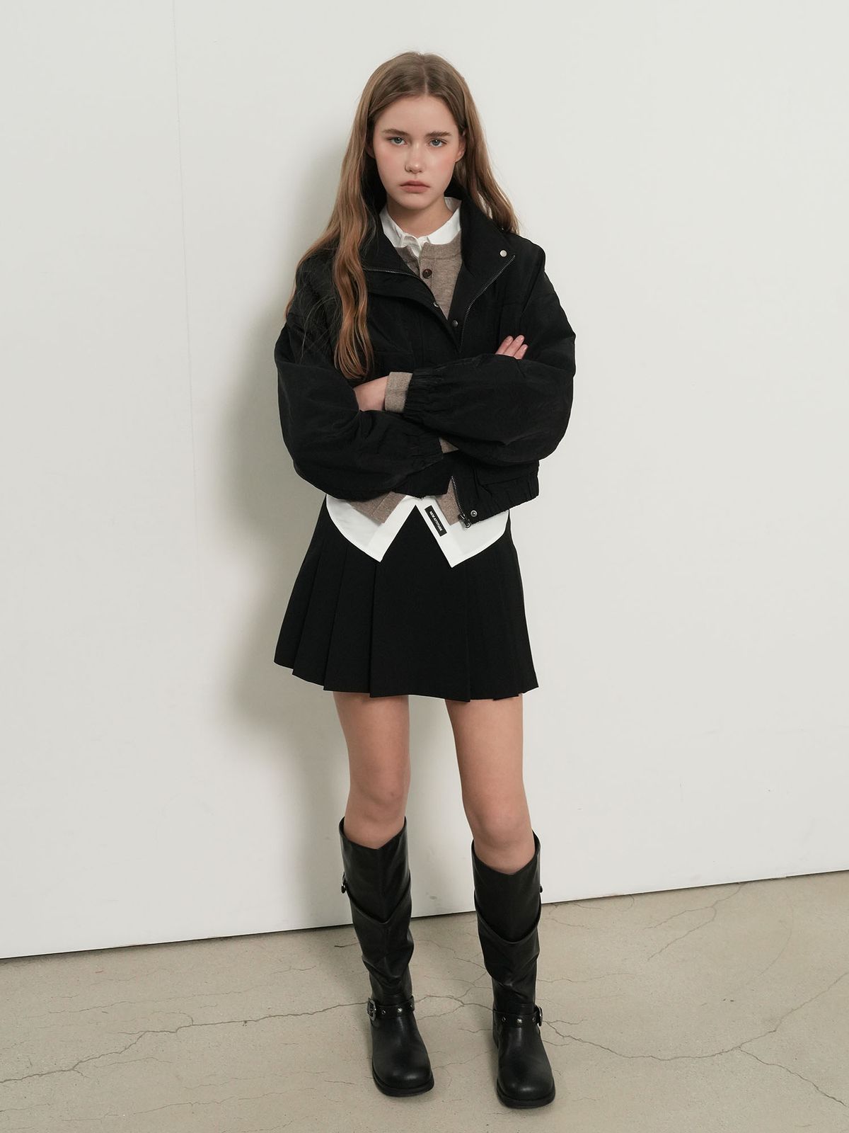 제너럴아이디어(GENERALIDEA) 포멀 플리츠 미니 스커트 [BLACK] / GF1LSK501