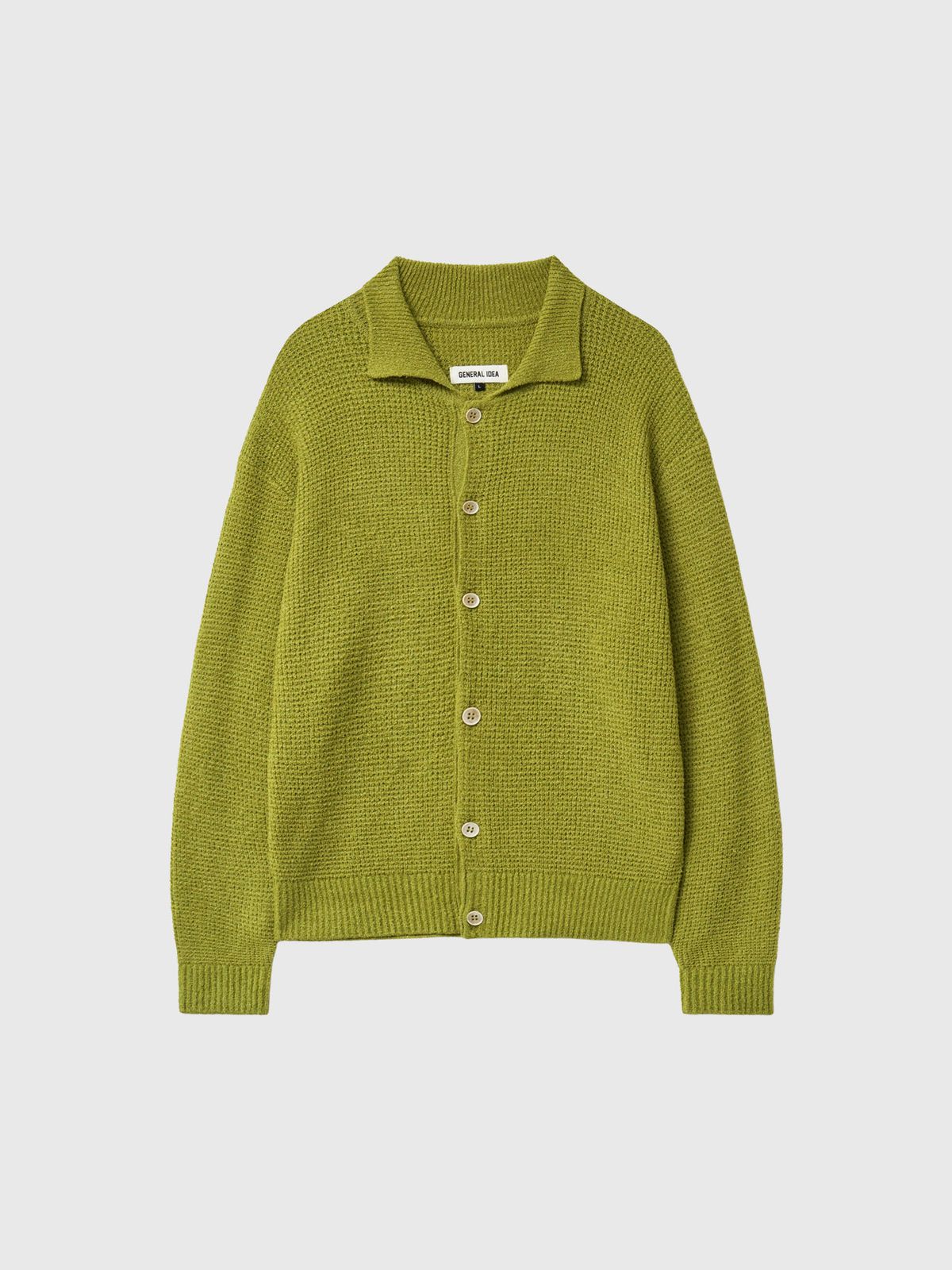 제너럴아이디어(GENERALIDEA) UNISEX 와플 부클 카라 가디건 [OLIVE] / GF1UKC001