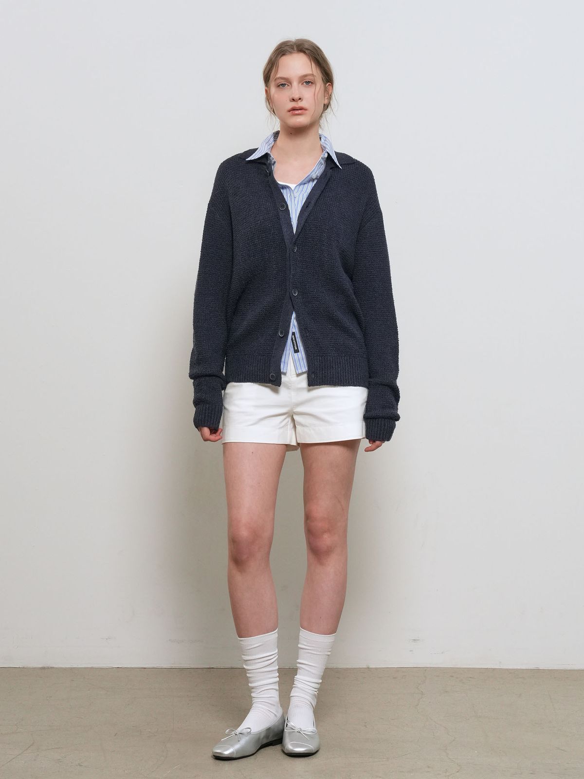 제너럴아이디어(GENERALIDEA) UNISEX 와플 부클 카라 가디건 [NAVY] / GF1UKC001