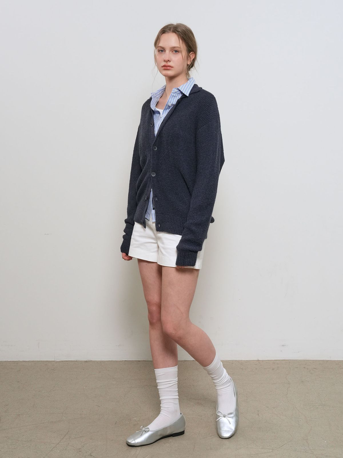 제너럴아이디어(GENERALIDEA) UNISEX 와플 부클 카라 가디건 [NAVY] / GF1UKC001