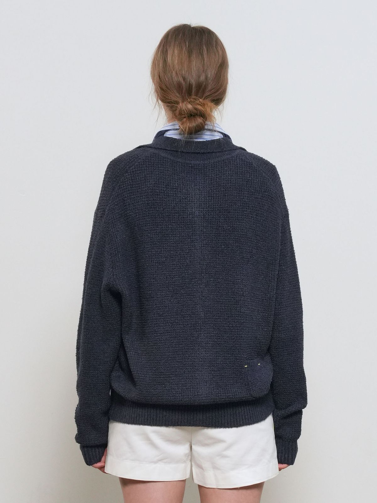 제너럴아이디어(GENERALIDEA) UNISEX 와플 부클 카라 가디건 [NAVY] / GF1UKC001