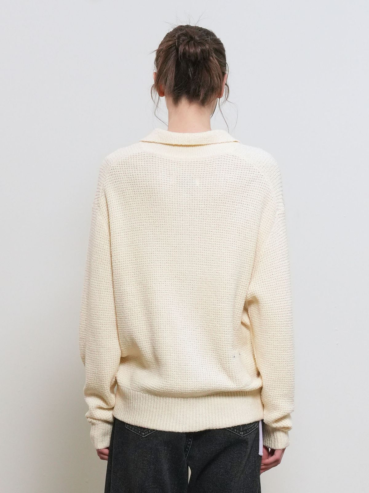 제너럴아이디어(GENERALIDEA) UNISEX 와플 부클 카라 가디건 [IVORY] / GF1UKC001