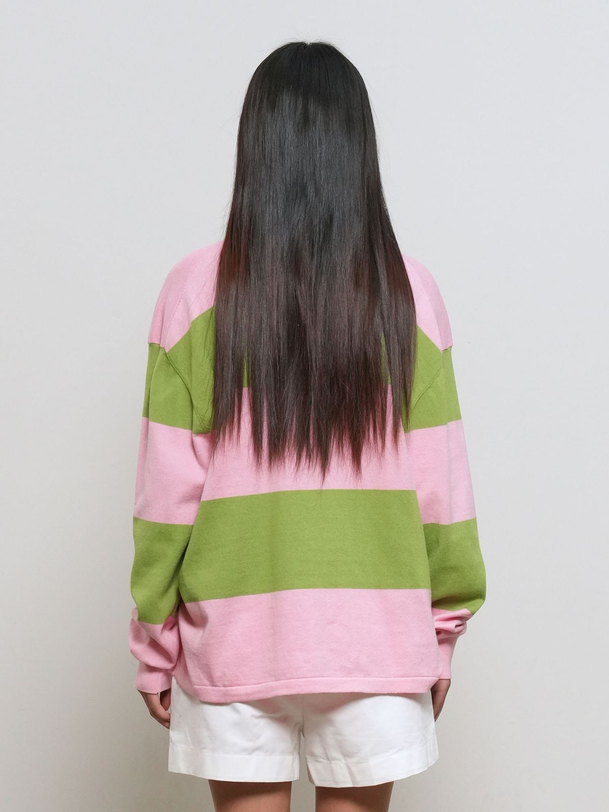 제너럴아이디어(GENERALIDEA) UNISEX 스트라이프 럭비 티셔츠 [PINK] / GF1UKP006