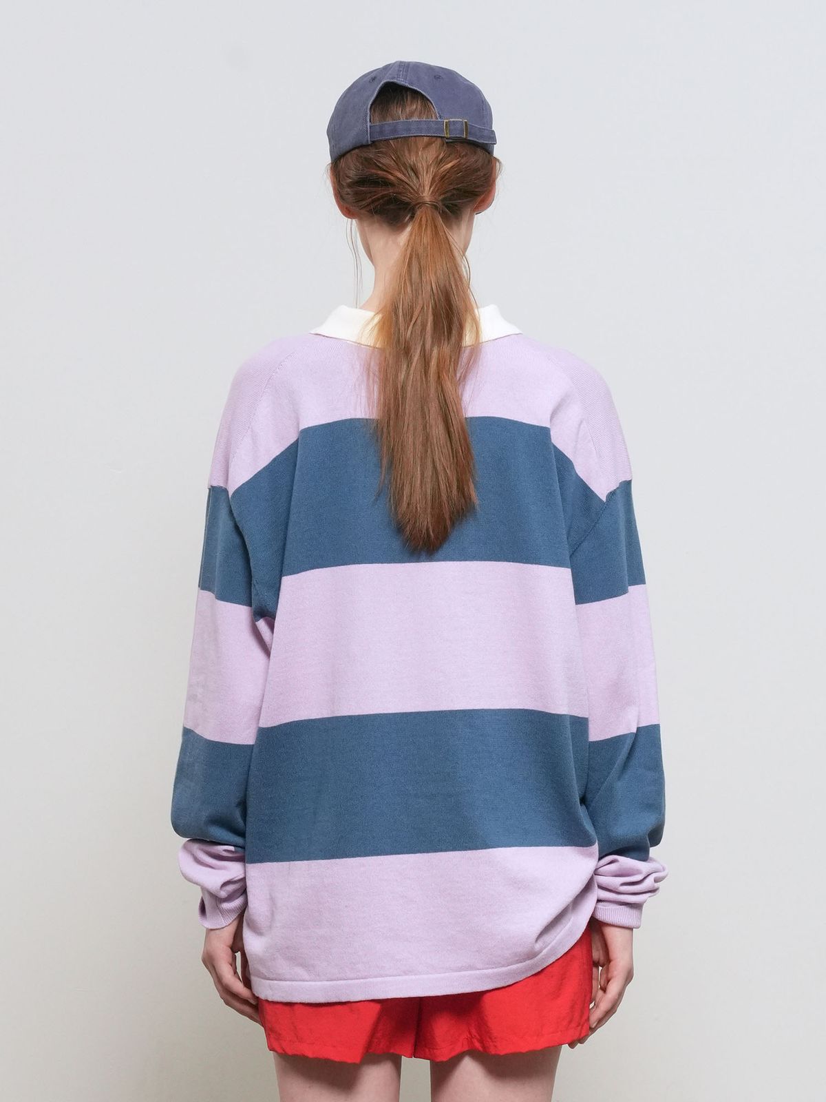 제너럴아이디어(GENERALIDEA) UNISEX 스트라이프 럭비 티셔츠 [VIOLET] / GF1UKP006