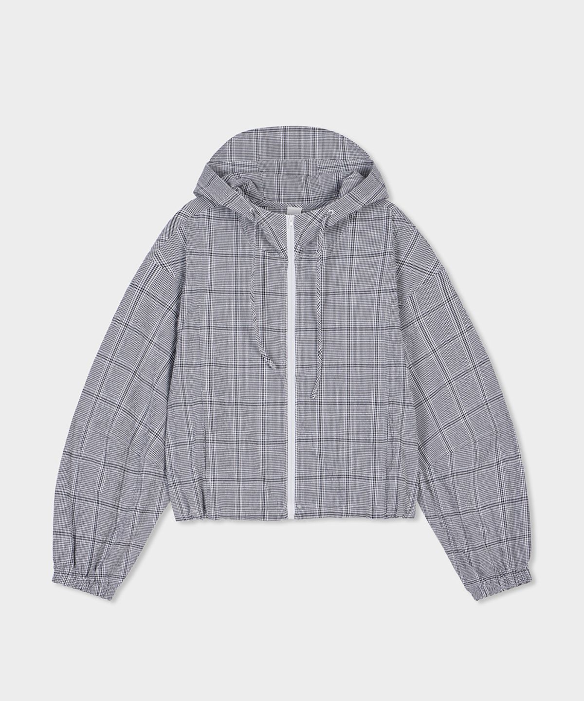 벨로엘(BELLOL) Hooded check windbreaker BLACK