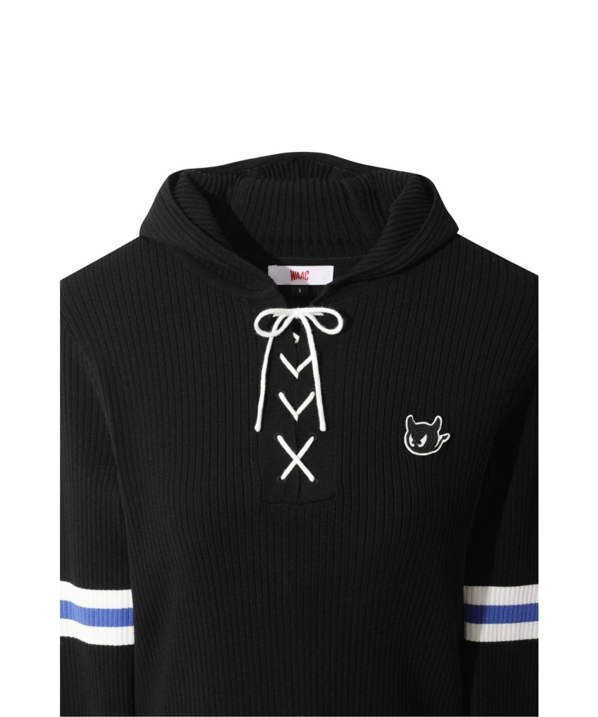 왁(WAAC) Ribbed Hooded Sweater WWWAS26111BKX