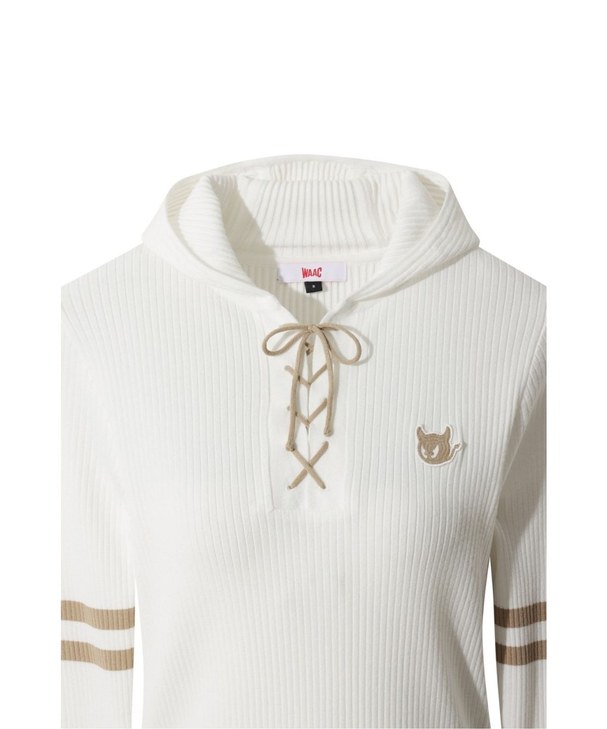 왁(WAAC) Ribbed Hooded Sweater WWWAS26111IVX