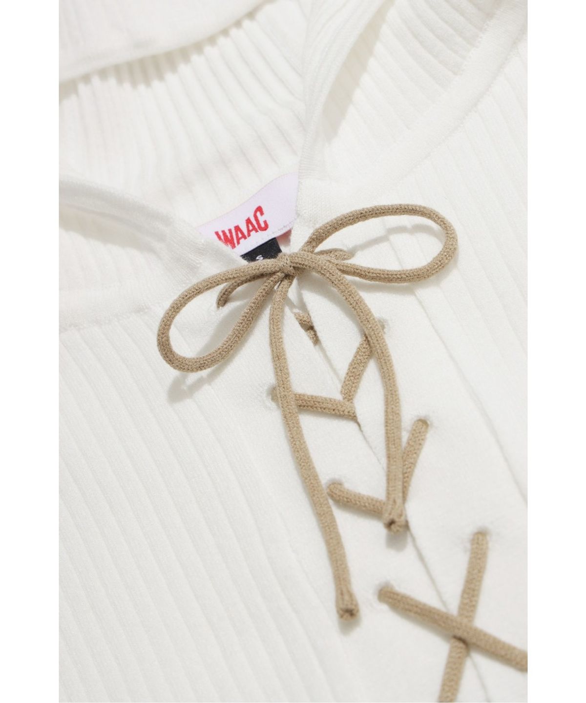왁(WAAC) Ribbed Hooded Sweater WWWAS26111IVX